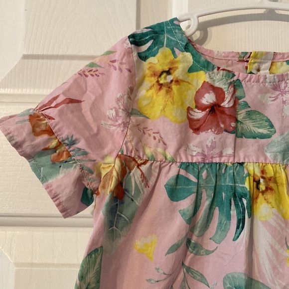 Zara Baby Girl 2T Cotton Hawaiian Floral Pink Dress - Picture 3 of 7